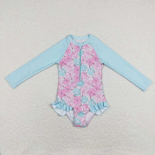 Seashell & Flower Long sleeve Swimsuit - (PRE ORDER)
