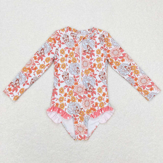 Butterflys & Florals Long sleeve Swimsuit -(PRE ORDER)